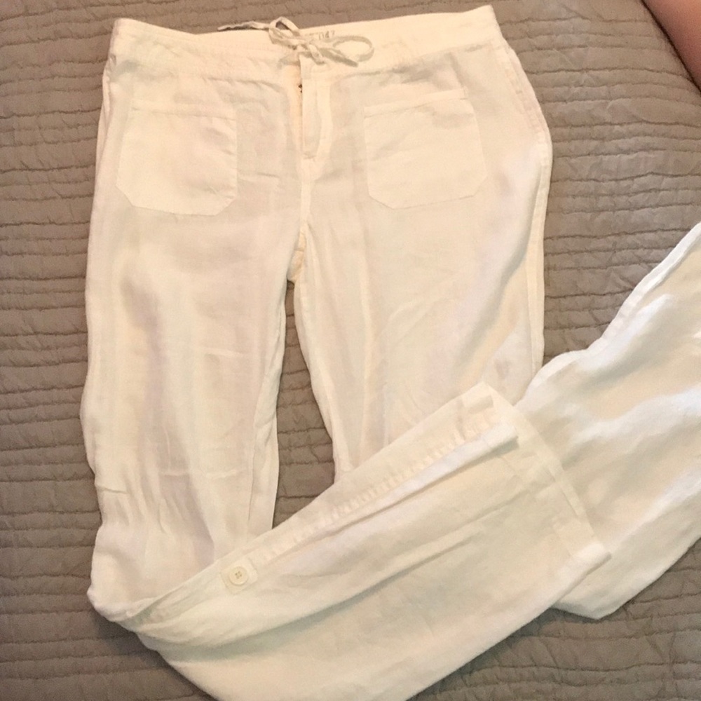 White linen pants